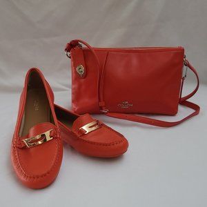 Coach Orange Loafers w/matching crossbody